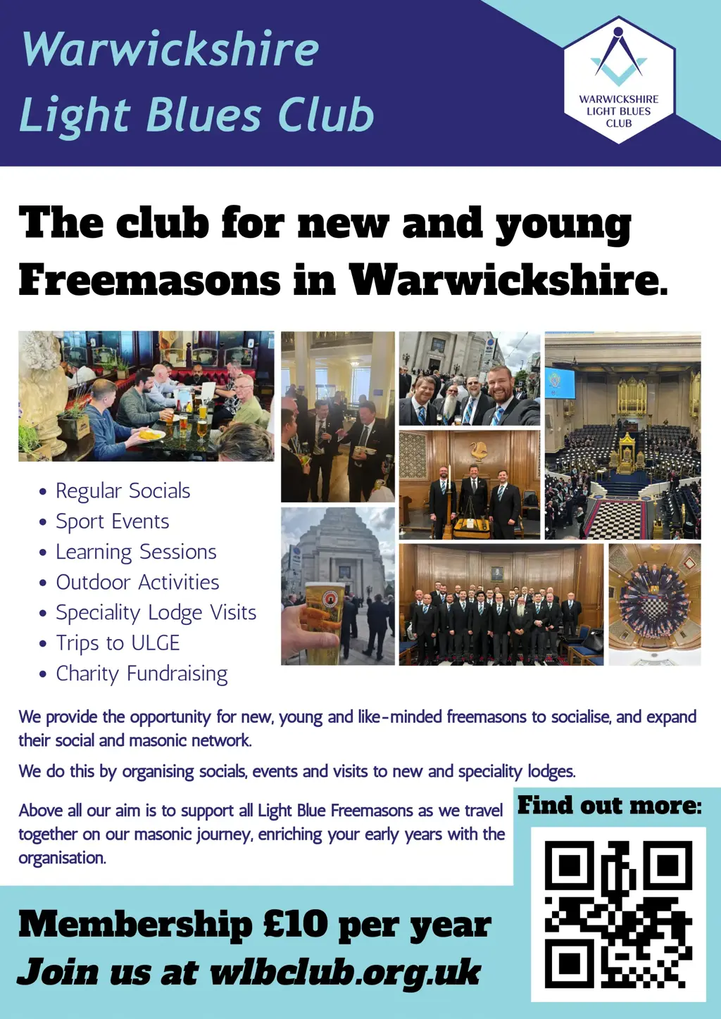 Warwickshire Light Blues: The club for new and young Freemasons in Warwickshire - Flyer