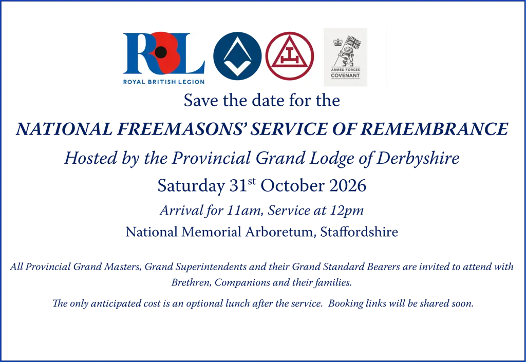 National Freemasons' Service of Remembrance - Save the date