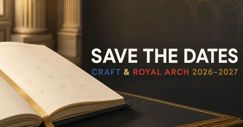 Please make a note of these important dates in the Warwickshire Craft and Royal Arch calendar for 2026 - 2027. Further information and booking details will be circulated nearer each event.